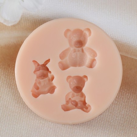 Mold Silicon "Bear and Bunny" 2.6x2.4x0.4 2.4x1.6x0.4 2.2x1.9x0.4 cm-1