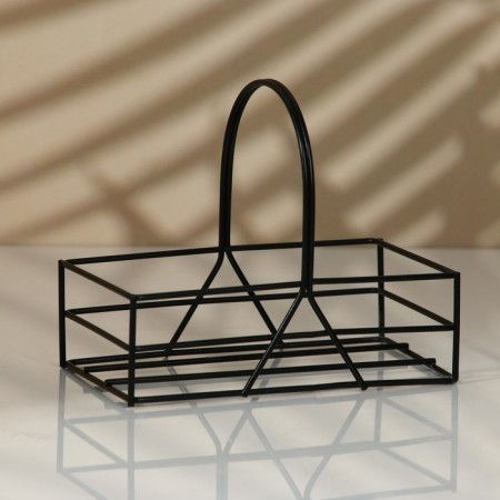 Ceramic set for spices on the Kitchen metal stand, 2 pcs, white-black color-7