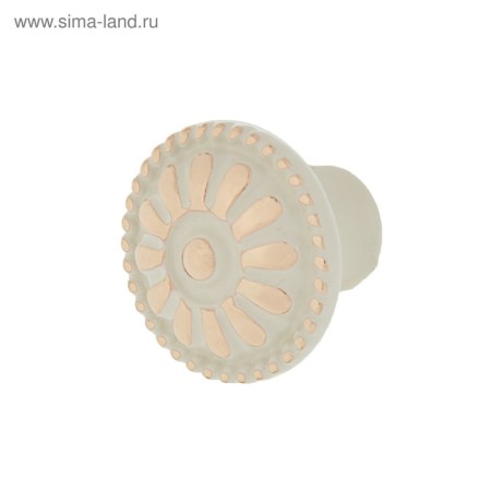 Handle button RK201, white, with a golden insert, 8 pcs TMP