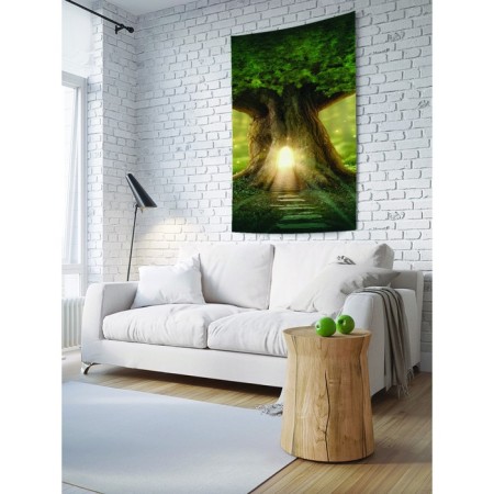 Decorative panel with photo printing "House in a tree", vertical, size 150x200 cm