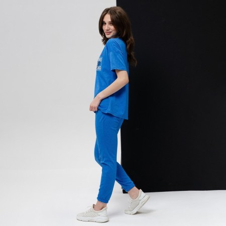 Female set (T -shirt/pants), blue color, size 52-2