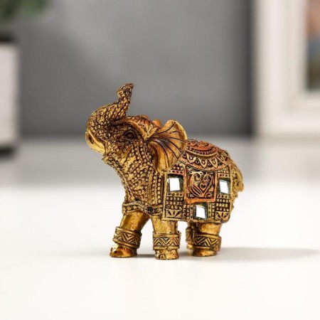 Polystone souvenir "Bronze elephant with a blanket from the Arab carpet" mix 6x5.5x2.5 cm-3