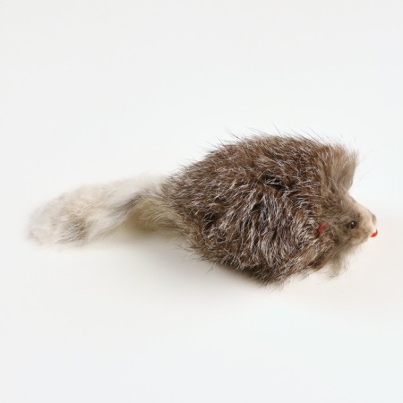 Natural fur mouse, 7.5 cm, white/gray mix, packing 30 pcs-3