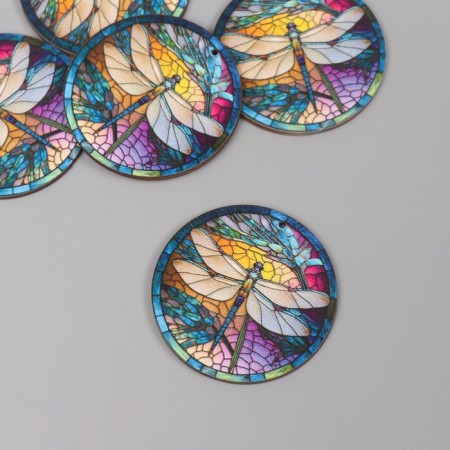 Decor for creativity wood "Dragonfly. Stained -up aircraft" 4.6x4.6x0.3 cm