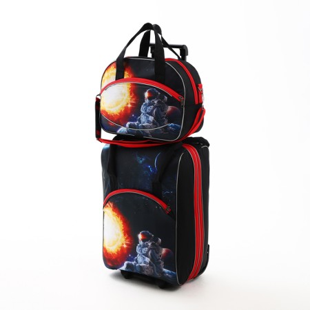 Lightning suitcase, road bag, set 2 in 1, black/red color-1