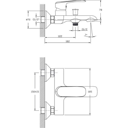 Bath mixer Rush Gozo GZ3735-44, single-leaf, short surge, chrome-1