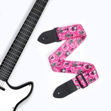 Guitar belt, pink, cats, length 60-117 cm, width 5 cm