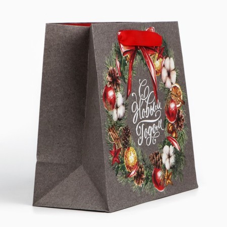Craft square “Happy New Year”, 22 x 22 x 11cm, New Year-2