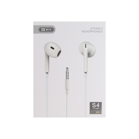 BYZ S4 headphones, wired, inserts, microphone, white-5