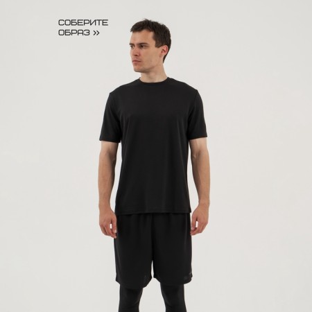 Male T -shirt, basic, size S (46), black color-7