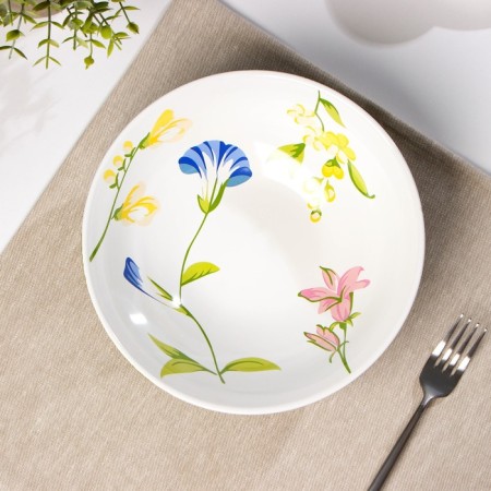Ceramic “Flowers” ​​salad bowl, 1.3 l, d = 23 cm, color mix-1