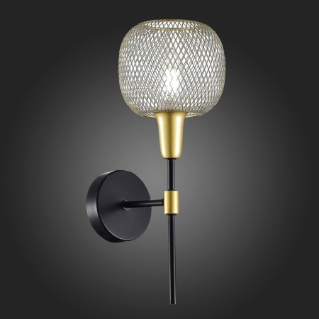 Wall lamp EVOLUCE. Sle1137-401-01. ELITIS. 1x60 W, E14, 14x38 cm, black color, golden-2