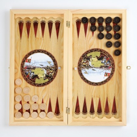 Board game 3 in 1 "Kulikovo Battle": chess, checkers, backgammon, wood, 50 x 50 cm-3