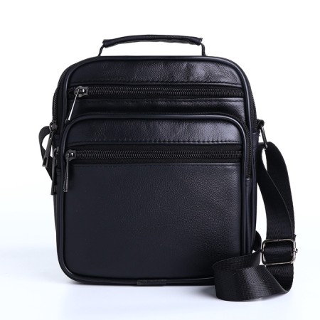 Male bag on lightning, long belt, black color-1