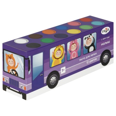 Modeling dough, 12 colors, 720g, gamma "Baby Bus", cardboard packaging (366993)-8