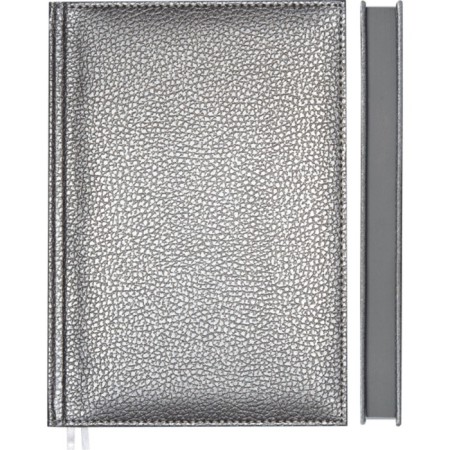 Leduced A5 Diary, 160 sheets, Devente.Gold Rush, firm artificial leather cover with foam rubber, silver slice, Bullpan of 70 g/m2, silver