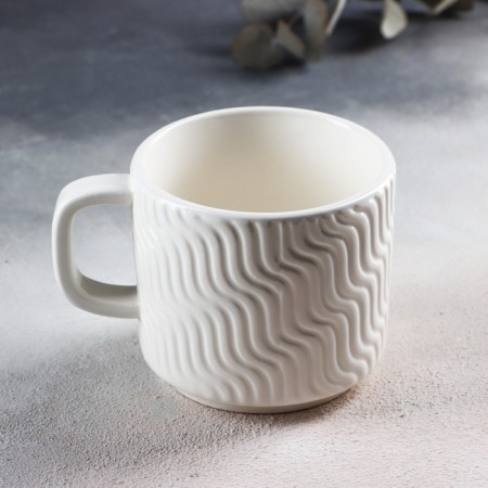 Ceramic "Geometry" white mug, 260 ml, white color-2