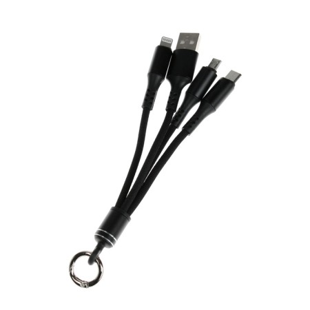 Cable keychain 3 in 1, microUSB/type -c/lightning - usb, 2.4 a, black-2