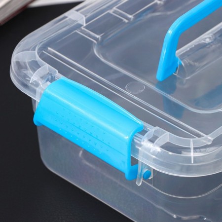 The storage container is plastic, a cover with a handle on a latch 19 × 15 × 6.8 cm, color mix-2