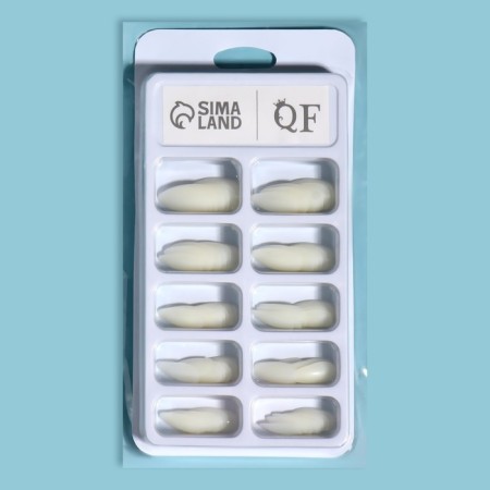 Tips for nail extension, 100 pcs, oval shape, full coating, container, milk color-6