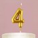Candle for the cake, number "4", gold, 4 x 10 cm.