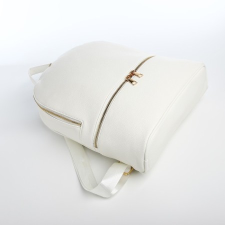 Women's backpack made of artificial leather with lightning, 2 pockets, white color-3