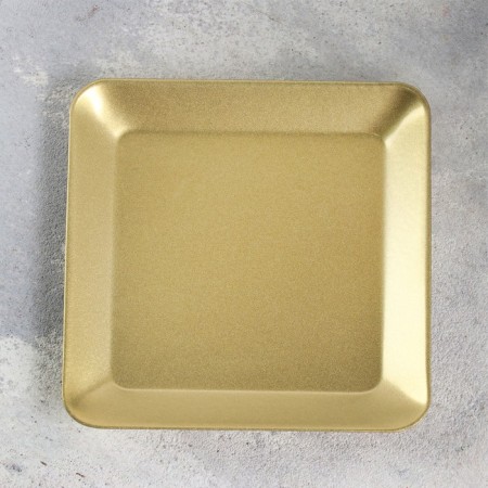 Square Plate Climber of Metal for one candle, 10x1.1 cm, gold-2