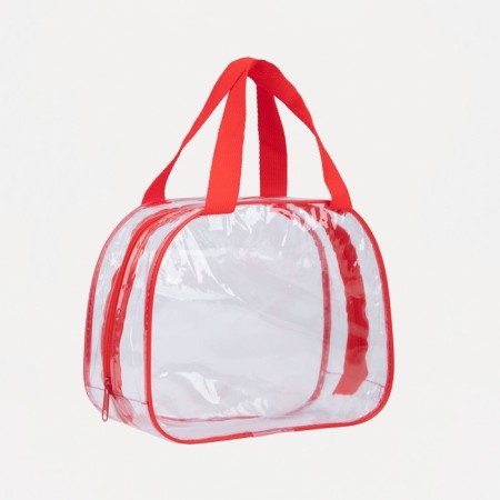 Lightning cosmetic bag, transparent/red color-1