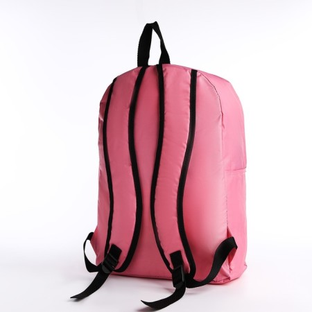 A backpack with a zipper, external pocket, pink color-3