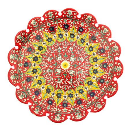 Largan Rishtan ceramics "Flowers", 41 cm, yellow mix, corrugated-2