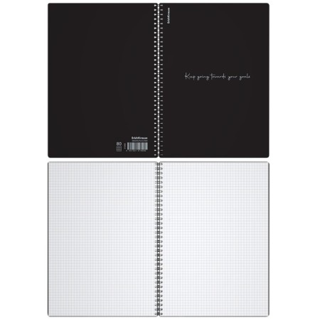 A4 notebook 80 sheets, a cage on a spiral, Erichkrause, "Words" plastic cover black-2