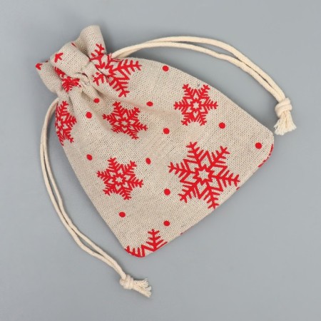 Bag gift canvas "New Year's expectations", snowflakes, canvas, 10 x 12 cm +/- 1.5 cm, New Year-4