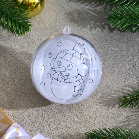 Christmas tree decoration for coloring "Snowman" Size: 8 cm; 2 pcs., Brush-2