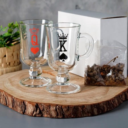 A set of mugs for mulled wine "King and Queen" two pieces in a box, spices
