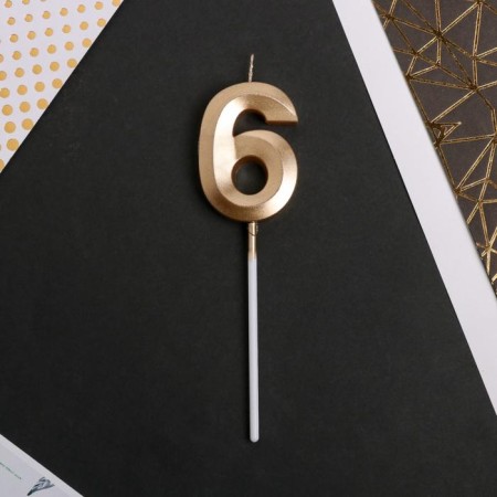 Candle for the cake, number "6", champagne.-2