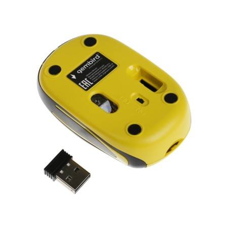 Mouse Gembird MusW-615, wireless, optical, 1200 dpi, 1xaaa, USB, yellow-4