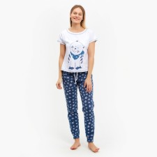 Female set (T -shirt, trousers) sailor, white color, size 46