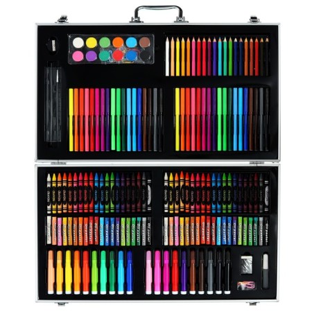 A set for drawing in a wooden box, covered with PVC, large-12