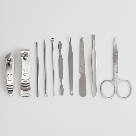 Manicure set "Lucy", 10 objects, leatherette cockee, fuchsia color-3