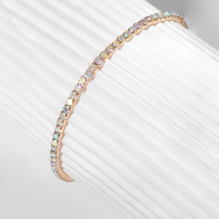Bracelet "ice" 1 row, rainbow color in gold, 7 cm-5