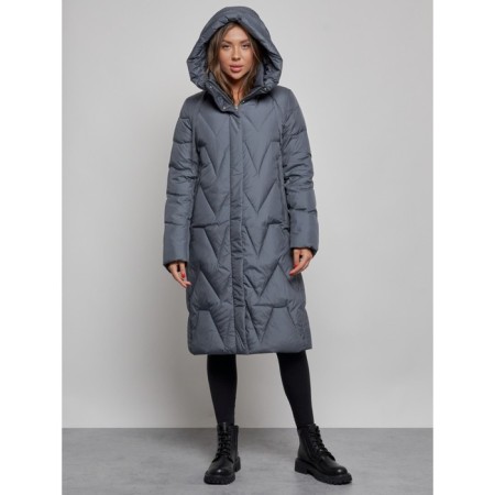 Coat insulated winter female, size 46, dark blue color-4