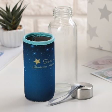 A glass bottle in the case "Star Sky", 300 ml, h = 17 cm, color mix-5