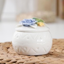 Банка керамическая для сыпучих продуктов «Цветы», 160 мл, цвет белый