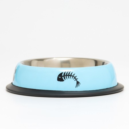 A bowl with a non -slip base with a print, 225 ml, blue-1