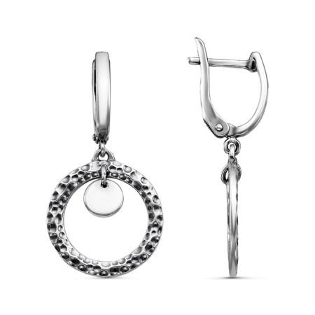 Earrings "minimal" lava, circle, echoing with oxidation