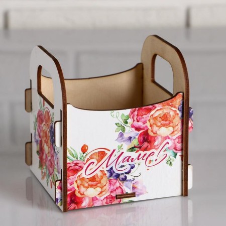 Kashpo wooden 10.5 × 10 × 11 cm Gift Roxy Smith "Mom! Flowers", box-1