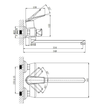 Bath mixer Rush Nevis NE1735-51, single-leaf, long swivel spout, chromium-1