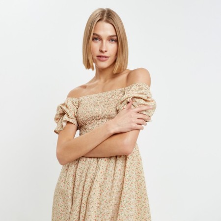 Women's dress minku: enjoy is beige color, size 46-3