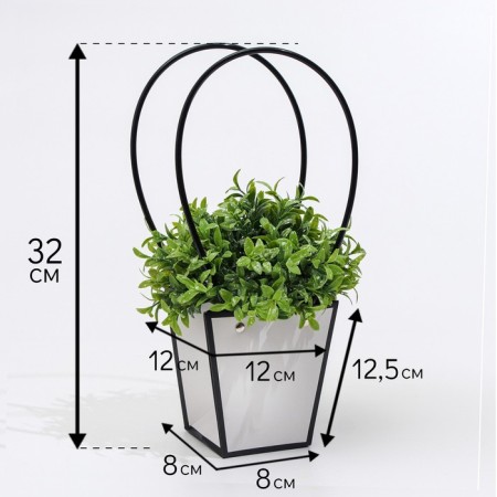 Bag for flowers white moisture-resistant, 12x12-8x8-12.5 cm