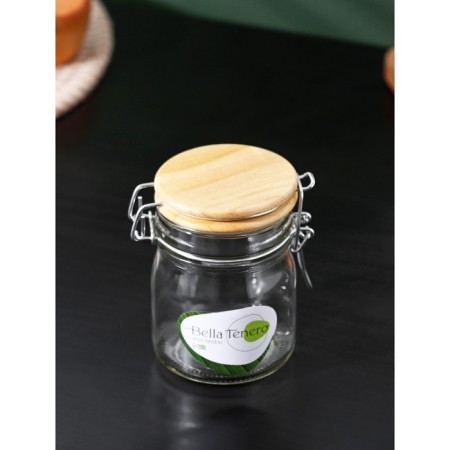 Glass jar for spices with Bellatenero Bogel Castle, 200 ml, 9 × 6.5 × 9.5 cm-3